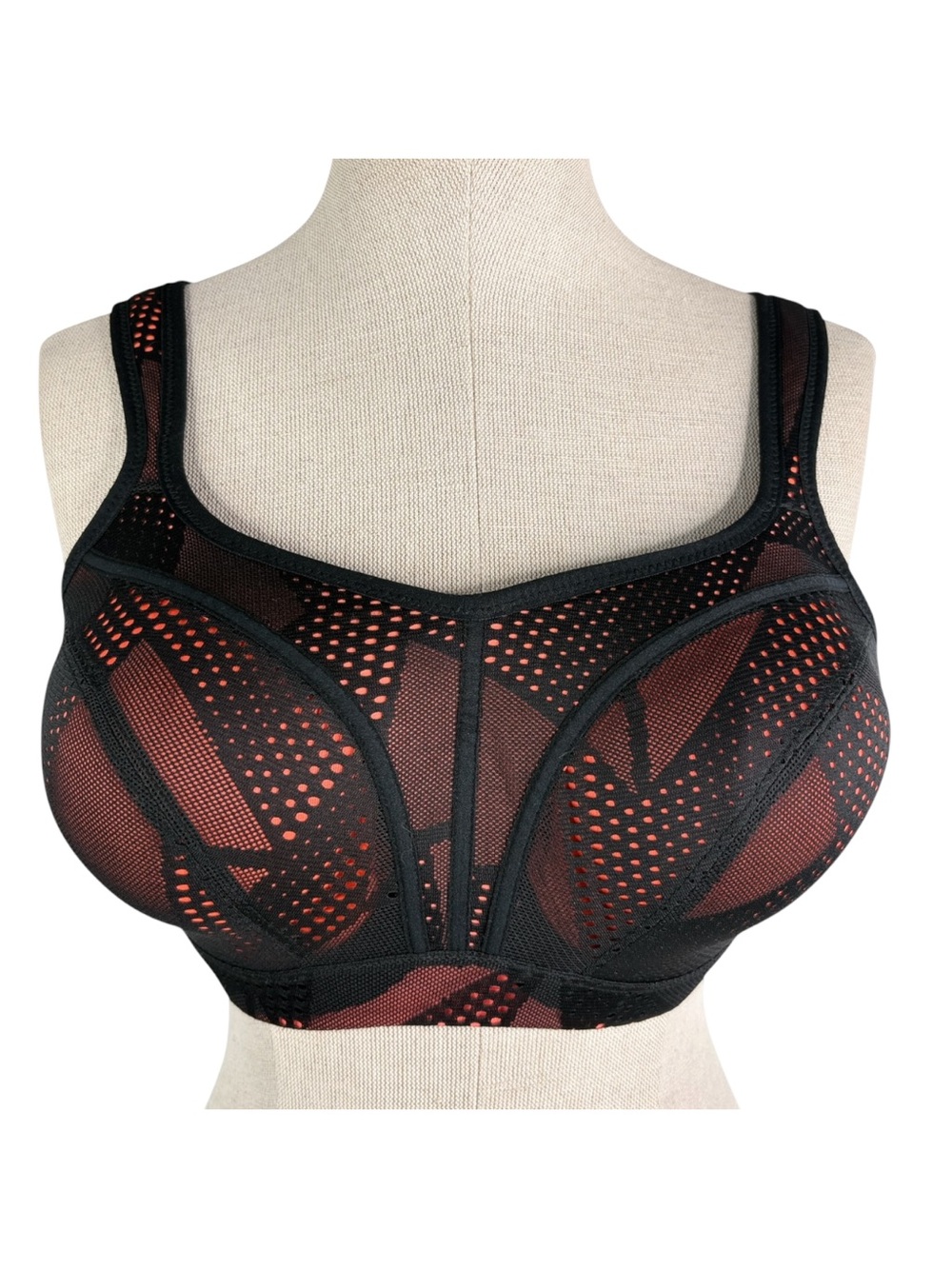 Panache Power Sport Wired Sports Bra sz 30FF (UK) * Black Coral Running Gym